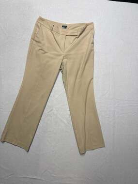 Ann Taylor Khaki Curvy Fit Straight Leg Trousers Size 16